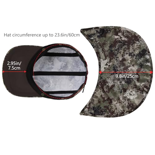 BASSDASH UPF 50+ Foldable Fishing Hat Baseball Cap with Removable Neck Flap Portable for Men Women Golf Hiking - color: Grunge Camo With Unfoldable Brim