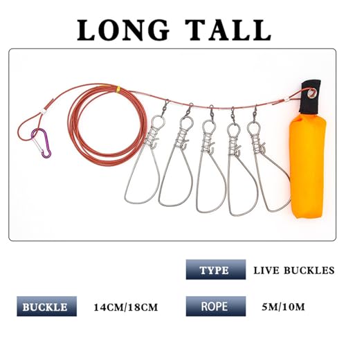 Holder Set Fishing Stringer Stainless Steel Stringer Clip Big Fish Wire Rope Cable Live Fish with Handle Easy Installation Holder Tool