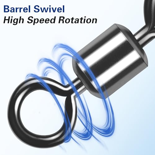 Barrel Swivels Fishing Tackle, 20/80pcs Heavy Duty Fishing Swivel Connector Stainless Steel Black Nickel Rolling Swivels Saltwater Freshwater 30-1322lb - size: 80pcs--6/0--350lb