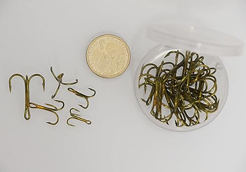 20pc/Box Fishing Treble Hooks Set High Carbon Steel Fishing Hooks Classic Round Bend Hook 2# 4# 6# 8# 10# - color: Tea, size: 8#-20pcs