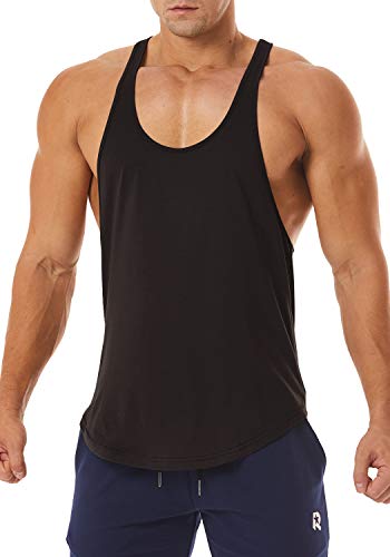 Men's Workout Quick Dry Soft Gym Bodybuilding Stringer Tank Tops - color: Black, size: Large