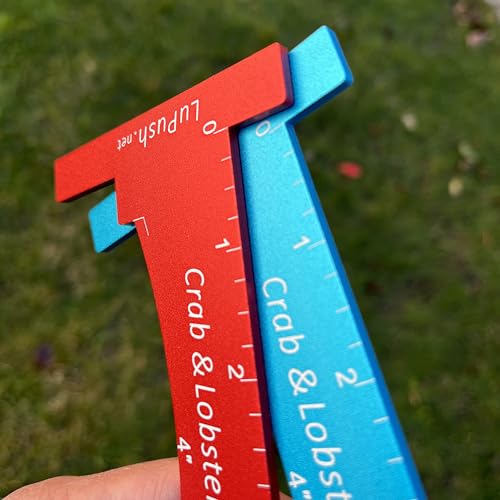 Crab Gauge & Lobster Ruler – 3mm Thick Aluminum Measuring Tool, Heavy-Duty Crab Ruler for Dungeness, Red Rock, Blue Crab & Lobster – Applicable for WA, OR, CA & Atlantic/Gulf States - color: Red