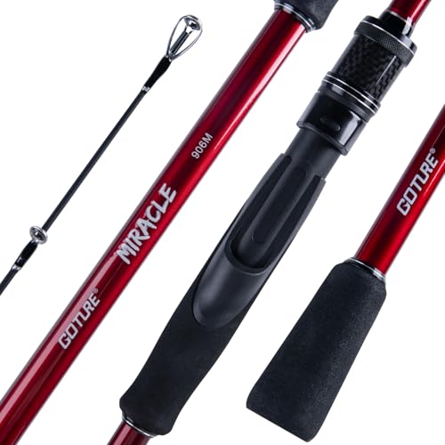 Goture Travel Fishing Rod - Spinning Fishing Rods - Portable 5/6 Sections Adjustable-Length Lightweight 24T Carbon Fiber Fishing Rods for Saltwater Freshwater Trout Bass Walleye Pike, Red - color: 906S - 8.9ft/2.7m spining rod