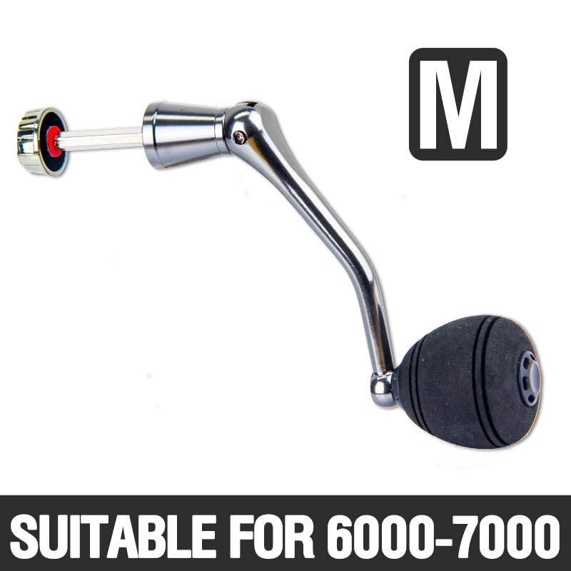 2pcs Universal Metal CNC Reel Handle with EVA Knob for Spinning Reels Replacement Crank Arm for Smooth Retrieval (M) - size: Medium