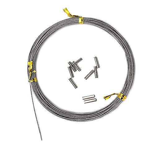 5LB-280LB 7 Strands Stainless Steel Wire Leader Nylon Coated-32.8ft Fishing Leader with 10pcs Crimp Sleeves - color: Silver, size: 10LB