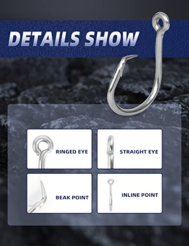 BLUEWING Big Game Circle Hooks Heavy Duty Stainless Steel for Saltwater & Freshwater Fishing - style: Size 12: 28/0, 2pcs
