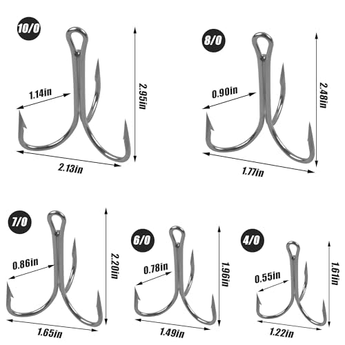 15/30pcs Classic Treble Fishing Hooks Large Size Silver Triple Barbed Fish Hook Strong Sharp Saltwater Fishing Hooks Size 4/0 6/0 7/0 8/0 9/0 10/0 - size: 10/0 - 30pcs