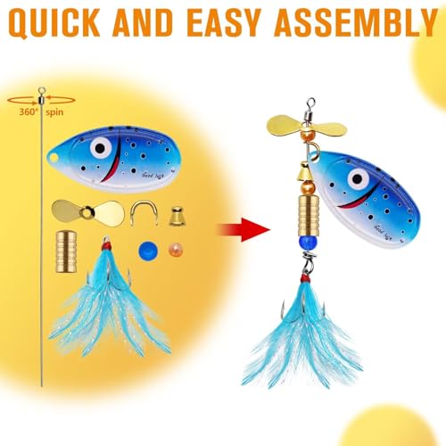 Dovesun Pompano Rigs for Surf Fishing + Fishing Lure Making Kit DIY Spinner Making Kit