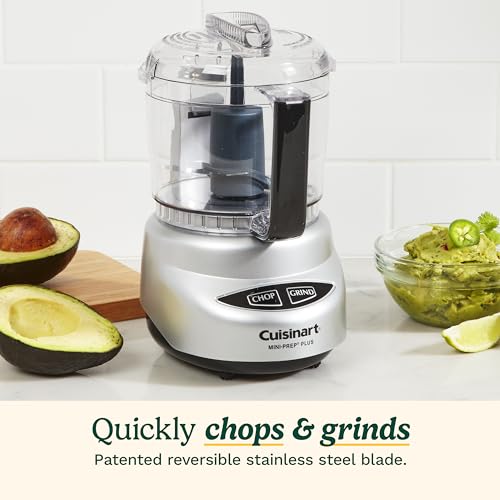 Cuisinart Mini-Prep Plus Food Processor, 24-Ounce Mini Food Processor to Chop Herbs, Vegetables, and Hard Cheese, 24-Ounce Work Bowl, Reversible Stainless Steel Blade, DLC-2ABC, Brushed Chrome