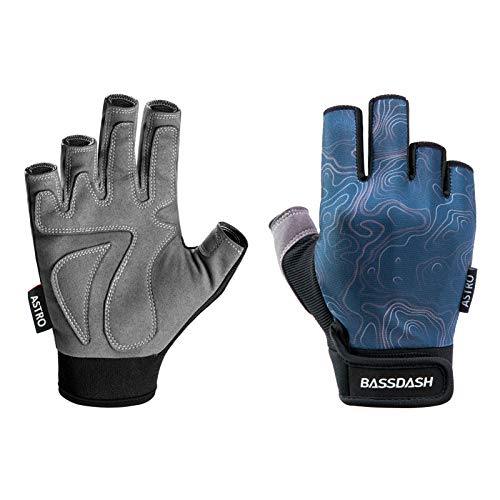 BASSDASH Astro Fishing Gloves Men’s Women’s Fingerless Gloves for Game Fishing Kayaking Paddling Sailing MTB - color: Contour, size: X-Large
