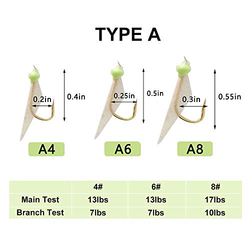 Fishing Bait Rigs Saltwater, 10Packs Surf Fishing Rigs with Fish Skin Feather Fishing Hooks Swivels Glow Beads Rigs Sea Bass Rigs Fishing Bait Lures - color: AFA, size: 8#