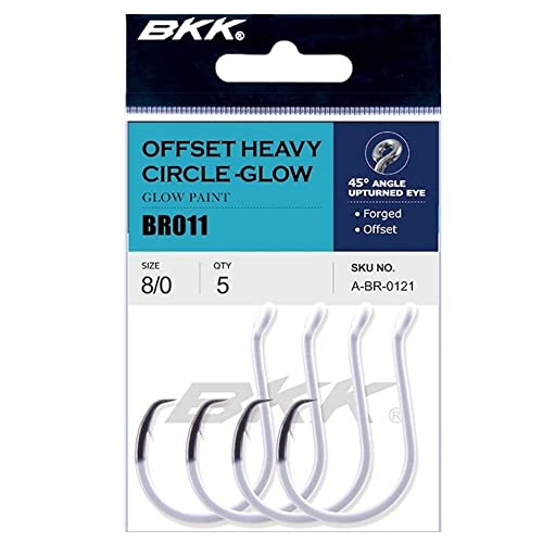 BKK Offset Heavy Circle Glow Hook | 2X | Glow in The Dark | Needle Point - size: 5/0#
