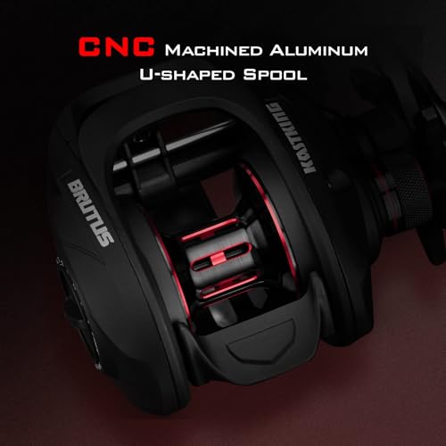 KastKing Brutus Baitcasting Fishing Reel, Graphite Frame, 7.2:1 Gear Ratio, 5+1 Shielded Stainless-Steel Ball Bearings,10 Button Magnetic Braking System, 17.6LB Carbon Fiber Drag, Aluminum Handle - color: Right Handed-7.2:1