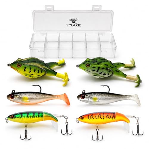 Bass Fishing Lures Kit, 6PCS Frog & Swimbait Set
