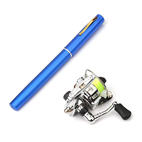 Lixada Fishing Rod Reel Combo Mini Pen Fishing Pole Kit Telescopic Fishing Rod Spinning Reel Combo Kit - color: Blue, size: 1.6 m