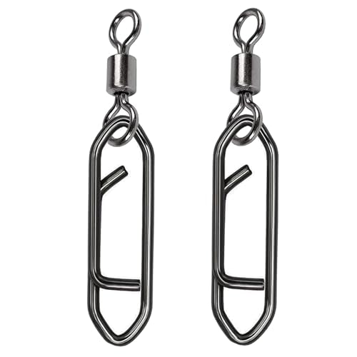 QISHUO Stainless Steel Fishing Swivels Lure Tackle Clips Snap Swivels Strength Barrel Saltwater Swivel Fishing Rolling Black Nickel - size: Size 8+S (21lb) 50 pcs