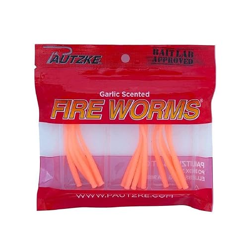 Pautzke Fire Worms – Garlic-Scented Soft Plastic Bait (15-Pack) for Trout, Panfish, Steelhead & Salmon – Multi-Species Lure for Float, Jig, or Tip-On Fishing – 2.7" Neutrally Buoyant Worms - color: Peach