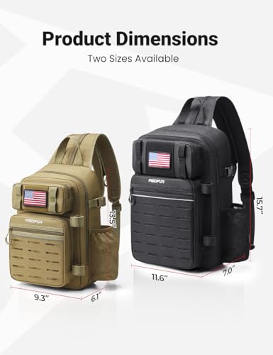 Piscifun Fishing Backpack Tackle Bag with 2 Rod Holders, Multi-Compartment Storage, MOLLE System, Water-Resistant Lightweight Outdoor Pack - color: Double Shoulder - Khaki, style: Standard