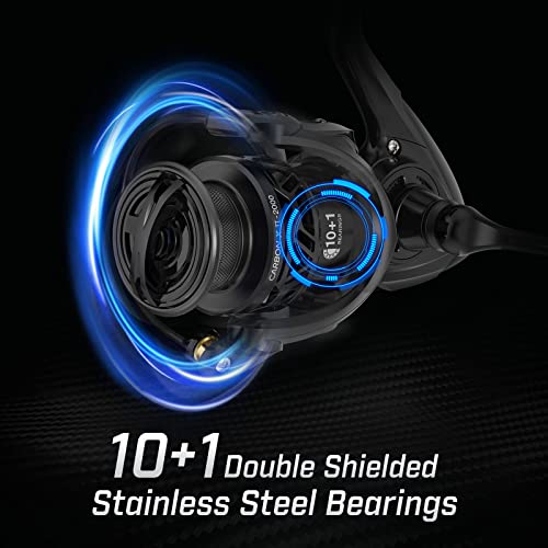 Piscifun Carbon X II Ultralight Spinning Reel, Light to 5.5oz | 10+1 BB, upgraded carbon frame rotor, 22lb Max Drag, 5.5oz lightweight design, smooth freshwater fishing performance - size: 1000