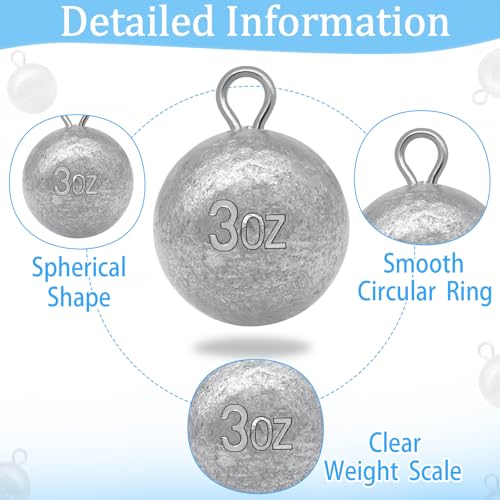Round Fishing Sinkers 10/5pcs Cannonball Lead Weights | Assorted Sizes Egg Sinkers Saltwater Freshwater 1oz to 4oz - size: 4oz-5pcs