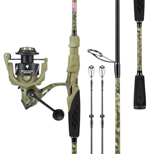 KastKing Spartacus Defender Twin-Tip Fishing Rod and Reel Combo, Spinning & Baitcaster Combo, KastFlex IM7 Graphite 2-Piece Blanks with Backup Tip Section, PTS System, EVA Handles - style: Spin-6'6" Ml-2000 Reel (2pcs+ Extra Tip)