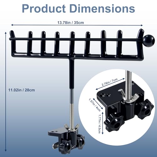 2PCS Marine Storage Rod Holder - Stainless Steel Multi-Rod Rack with Adjustable Clamps for Boat Railing