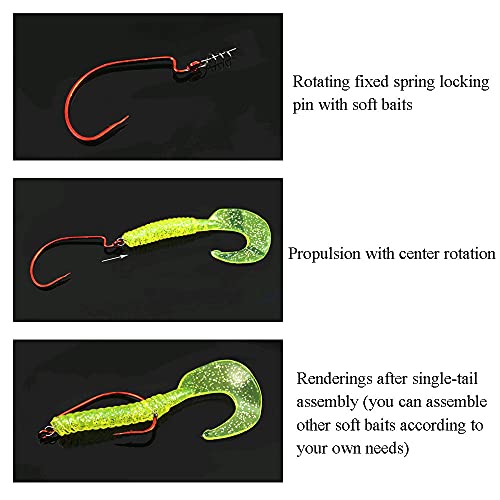 Centering Pin Spring Twist Lock Fishing Screw Worm Hook Crank Grub Rig Fixed Bait Run Straight Self Align Long Enough Secure Not Off Center Stainless Steel for Soft Lure - size: 14mm 100Pcs