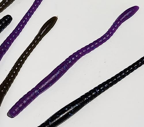 Floating Worm 10 Per Pack 6 Inch Scented Bass, Walleye and More - color: Junebug