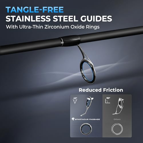 KastKing Spartacus Passage Travel Fishing Rods, Portable 4-Piece Spinning & Casting Rods, Extra Twin-Tip, IM7 Graphite Blanks, Stainless Steel Guides with Zirconium Oxide Rings, EVA Handle - size: 6'0"-M-Moderate Fast(4 Pcs+ Extra Tip), style: Spinning