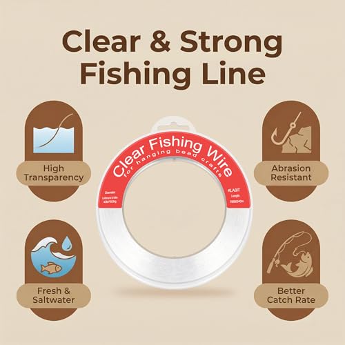 KLASIT Fishing Line 788FT,Invisible Monofilament Fishing Wire,Supports 43 Pounds Strong Nylon Invisible Thread for Hanging Decorations,Balloon Garland,Crafts,Picture Display - style: 0.45mm/788ft/43lb