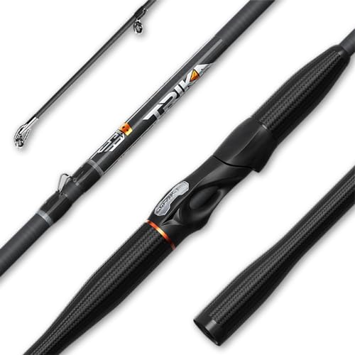 TRIKA 6X Spinning/Casting Carbon Rod Carbon Weave Rod for Extra Sensitive Vibration | Longer Casting | Lightweight Freshwater Fishing Pole - style: Spinning - 7'3" Lite Extra Fast 1 Pc.