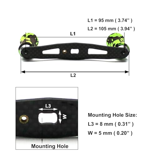Mr. Z 95mm Carbon Fiber Baitcasting Reel Handle Compatible for Abu Garcia Shimano Daiwa Light Weight Low Profile Casting Reel - color: Camo Green, size: Right-handed
