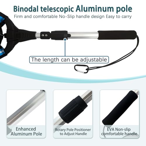 Floating Telescoping Rubber Fishing Net with Handle Lightweight Fly Fish Net Silicone Foldable Freshwater and Saltwater Extendable Fishpond Kayak Fish Landing Net - color: Floating Polyester Fiber Coated Net-Blue&Silver-36"