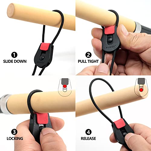 SAMSFX Fishing Rods Belt Stretchy Wrap Pole Straps Elastic Cable Ties for Casting, Spinning & Fly Rods - color: 8pcs, 4 Colors Mixed a