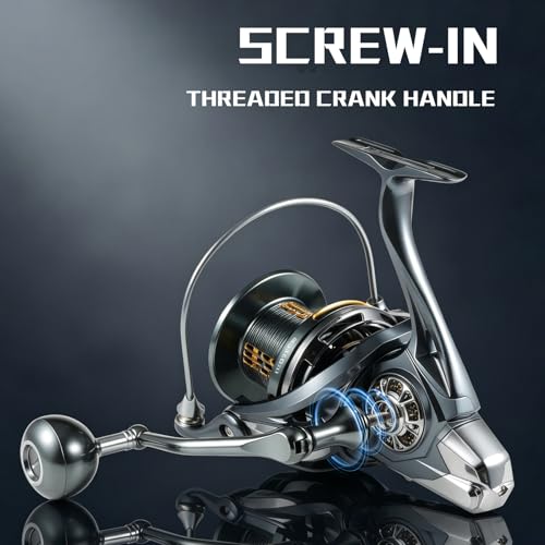 Fishing Spinning Reel, 10000/12000 Saltwater Spinning Reel, 45LBS Max Drag, CNC Aluminum Screw-in Handle & Spool, Oscillating Guide Rod System, Surf Fishing Reel for Beach & Boat Fishing - size: 12000