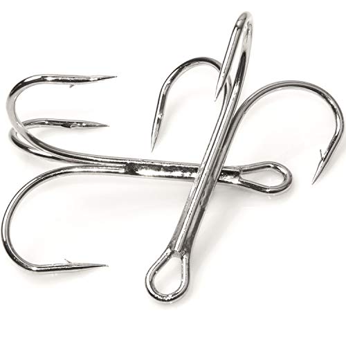 Fishing Treble Hooks, Freshwater Saltwater Triple Fishing Hooks for Snagging Trout Walleye Catfish Lures Baits Replacment, Extra Strong Sharp, Silver, 20/50pcs - size: 10/0-20pcs