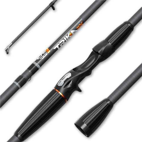 TRIKA 3X Carbon Rod Carbon Weave Rod for Extra Sensitive Vibration | Longer Casting | Lightweight Freshwater Fishing Pole - style: Casting 7' Medium Heavy/Fast 1pc.