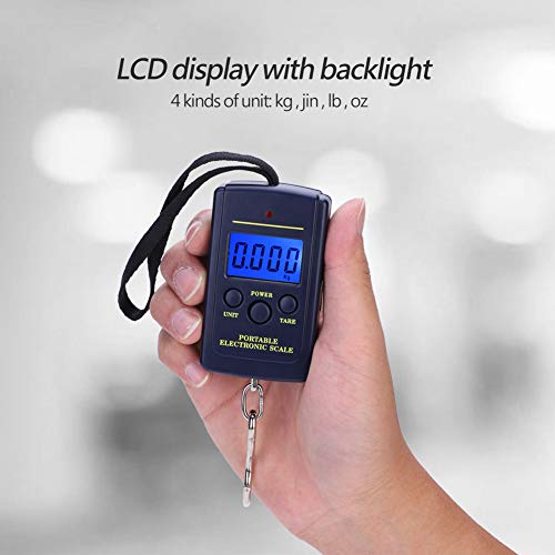 Digital Fish Scale, 88lb/40kg Luggage Scale Portable Plastic Electric Digital Hanging Scale with Hook, Fish Weighing Scales with LCD Display