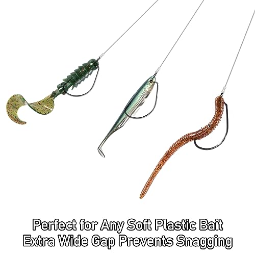 Dr.Fish EWG Hooks Bass Fishing Worm Hooks Extra Wide Gap Freshwater Fishing Carolina/Texas Rig - color: Black Nickel, size: #2/0-100Pack