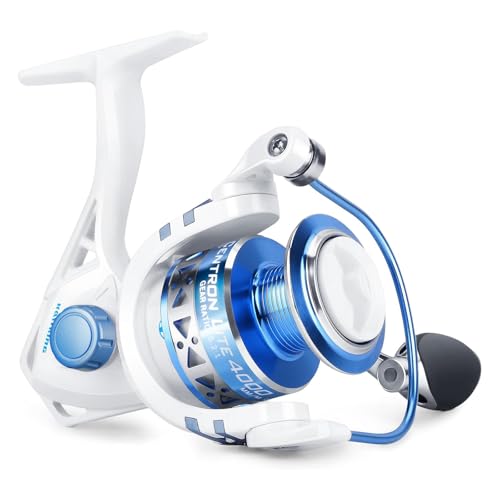 KastKing Centron & Centron Lite Spinning Reels, Size 500 is Perfect for Ice Fishing, Up to 17.5 Max Drag, 5.2:1 Gear Ratio, Ultra Smooth Powerful, CNC Aluminum Spool, 9+1 BB Light Weight - color: Centron Lite - Collapsible Handle, size: Size 4000