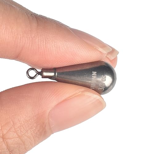 10 Pack Tungsten Free Rig Weights, Tear Drop Fishing Sinkers with Round Eye for Finesse Bass Fishing - color: Plain(Natural), size: 3/32oz - 5 Pack