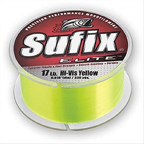 Sufix Elite 8 lb Fishing Line (Yellow, Size- 330 YD Spool) - color: Hi Vis Yellow
