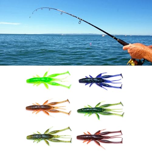 8pcs Soft Crawfish Baits Artificial Baits Floating Shrimp Lobster Baits Crayfishs Lure Swimbait Elastic Simulation Baits - color: dark brown 5