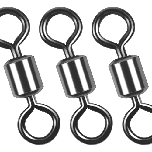 Barrel Swivels Fishing Tackle, 20/80pcs Heavy Duty Fishing Swivel Connector Stainless Steel Black Nickel Rolling Swivels Saltwater Freshwater 30-1322lb - size: 80pcs--6#--60lb