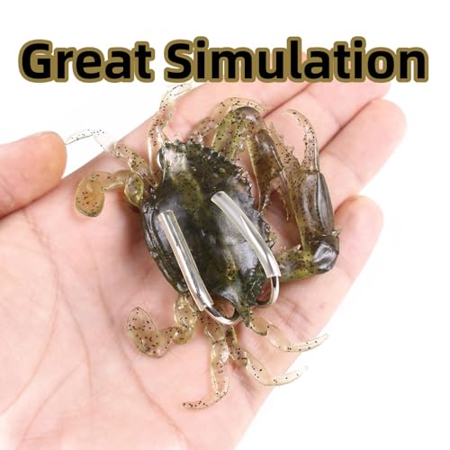 3 PCS Crab Lure, Soft Saltwater Artificial Lure, Simulation Crab Bait with Double Sharp Hooks for Sea Fishing