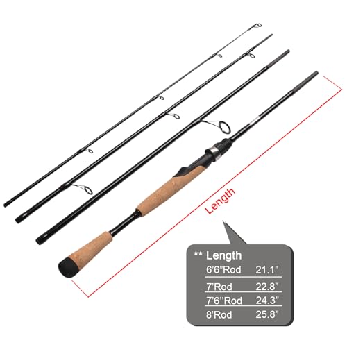 Fiblink 4 Pieces Travel Spinning Rod Medium Carbon Spinning Fishing Rod Portable Fishing Rod - size: 8' Medium Heavy