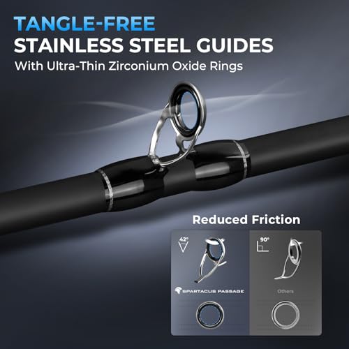 KastKing Spartacus Passage Travel Fishing Rods, Portable 4-Piece Spinning & Casting Rods, Extra Twin-Tip, IM7 Graphite Blanks, Stainless Steel Guides with Zirconium Oxide Rings, EVA Handle - size: 6'0"-M-Moderate Fast(4 Pcs+ Extra Tip), style: Casting