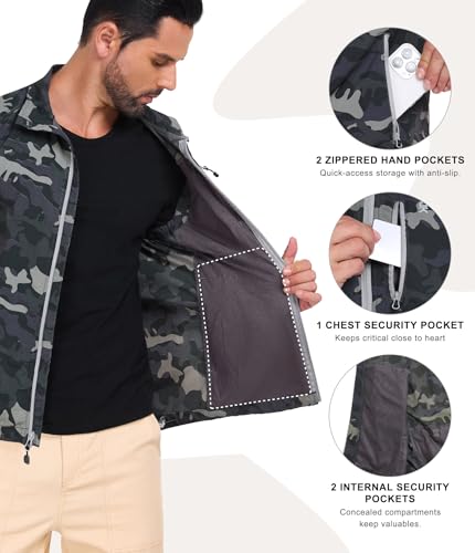 Little Donkey Andy Men's Lightweight Quick Dry Vest Packble Outerwear Sleeveless Windproof Jacket for Golfing Cycling Running - color: Camo, size: 3X-Large
