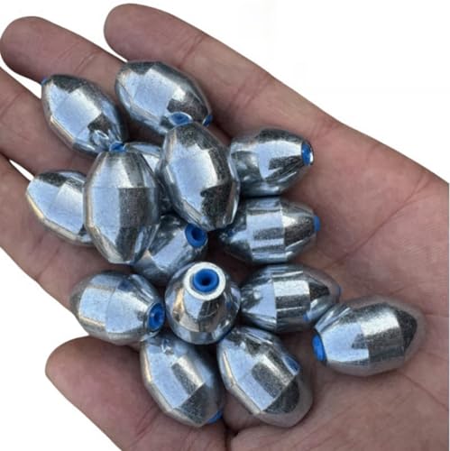 Alloy Steel Fishing Sinker Oval Drop Shot Bass Fishing Weight Casting Sinkers for Saltwater Freshwater - size: Size10-8Pcs-Alloy Sinker-40G