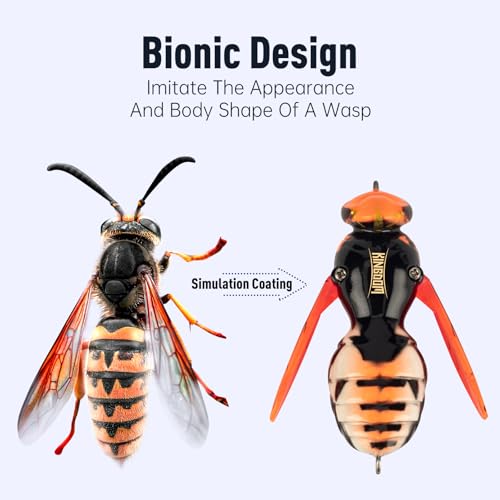 Kingdom Wasp Crawl Bait Insect Bionic Floating Fishing Lures Swimbaits Hard Artificial Baits Lure Freshwater and Saltwater Bass Carp Pike Walleye Fishing ABS Material Carbon Steel Three Book Hook - color: Set4, size: 6.6g
